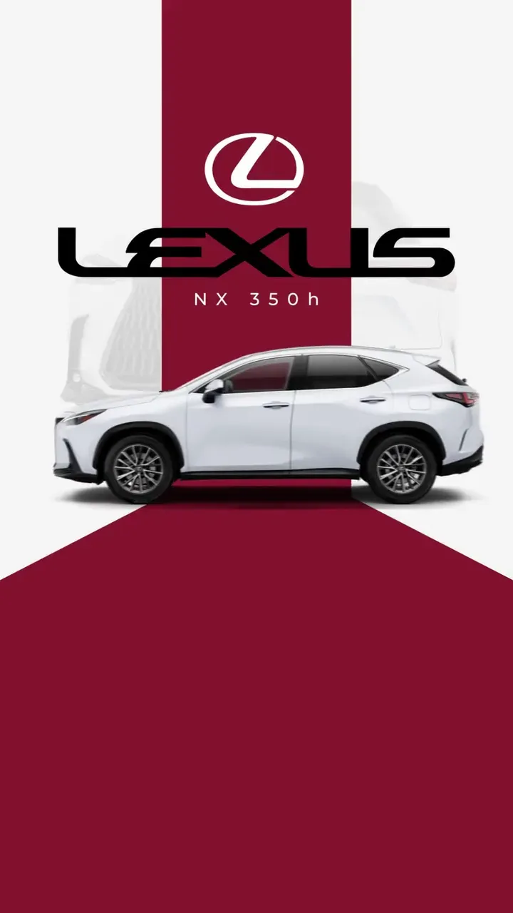 The white NX 350h stopped in side profile across the band, under LEXUS and NX 350h.